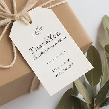 Modern Botanical Line Art Wedding Favor Thank You Gift Tags