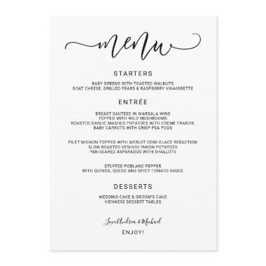 Modern Bounce Calligraphy Swirly (Black) Wedding Menu