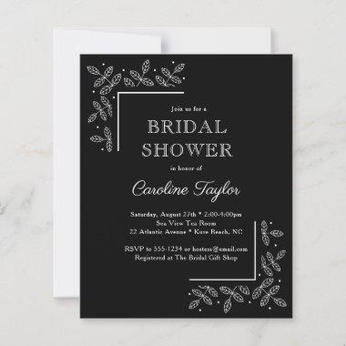 Modern Branches Black Bridal Shower Invitations