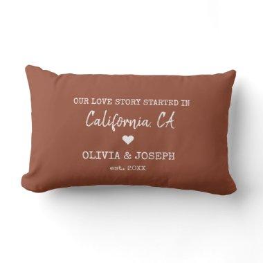 Modern Brick Custom Our Love Story Valentine Day Lumbar Pillow