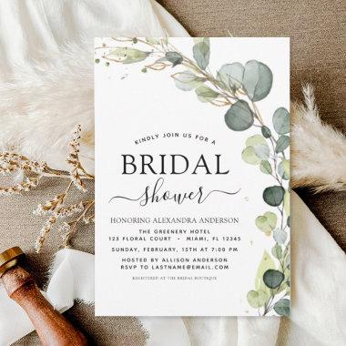 Modern Bridal Shower Botanical Eucalyptus Boho Invitations
