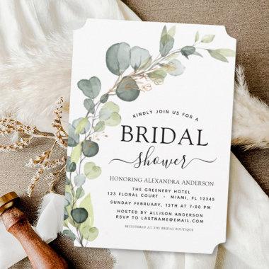 Modern Bridal Shower Botanical Eucalyptus Boho Invitations
