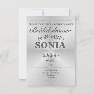 Modern Bridal Shower Brushed Metal Invitations