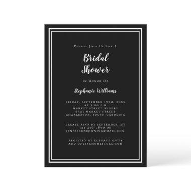 Modern Bridal Shower Elegant Chic Black White Invitations