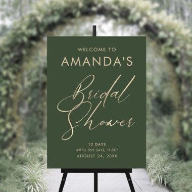 Modern Bridal Shower Green and Gold Welcome Sign