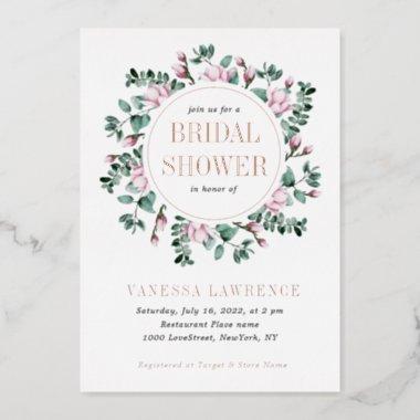 Modern Bridal Shower Invitations Rose Gold Foil Invitations