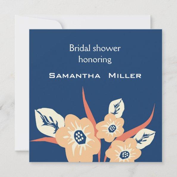 Modern Bridal Shower Invitations::Navy Blue Invitation