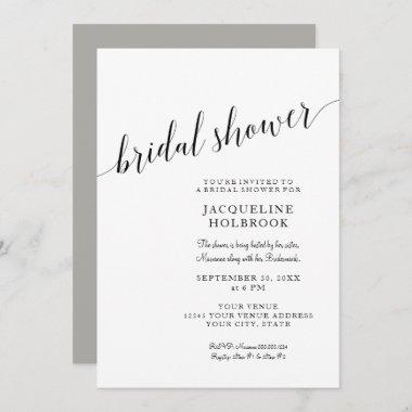 Modern Bridal Shower Minimalist Script Typography Invitations