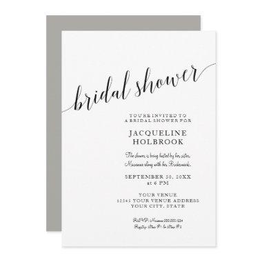 Modern Bridal Shower Minimalist Script Typography Invitations