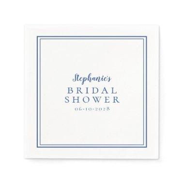 Modern  Navy Blue White Minimalistic Napkins