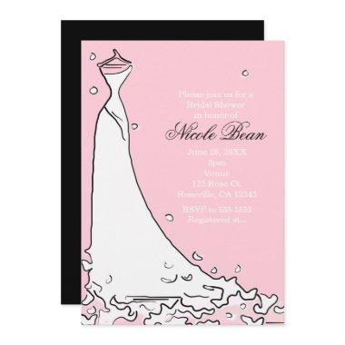 Modern Bridal Shower Pink & Black Chic Invitations