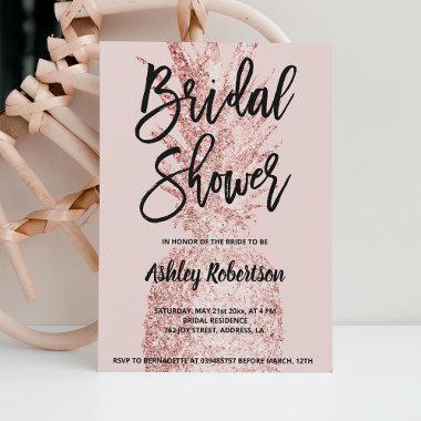 Modern bridal shower rose gold glitter pineapple Invitations