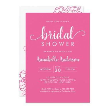 Modern  Script Floral Magenta Pink