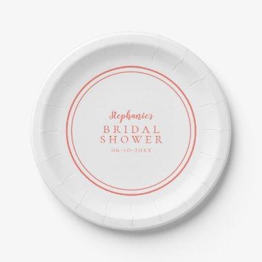 Modern  Simple Coral Custom Party Paper Plates