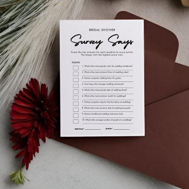 Modern Bridal Shower Survey Says Game Invitations