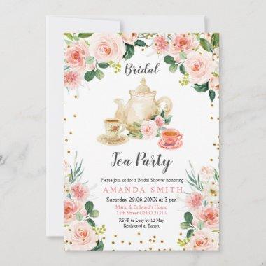 Modern Bridal Shower Tea Party Invitations