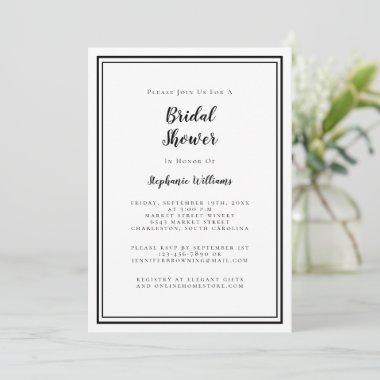 Modern Bridal Shower Wedding Elegant Black White Invitations