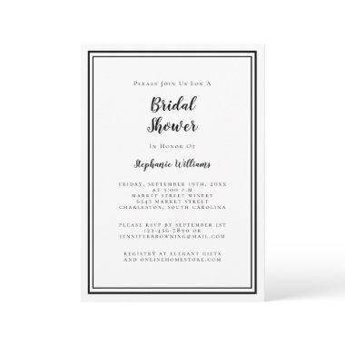 Modern Bridal Shower Wedding Elegant Black White Invitations