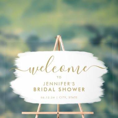 Modern  Welcome Gold White Paint Acrylic Sign
