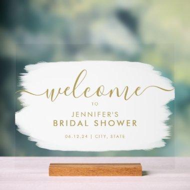 Modern  Welcome Gold White Paint Acrylic Sign