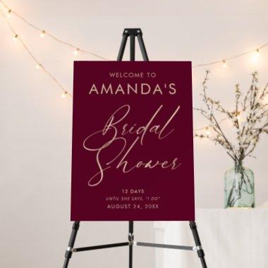 Modern Bridal Shower Wine and Gold Welcome Sign