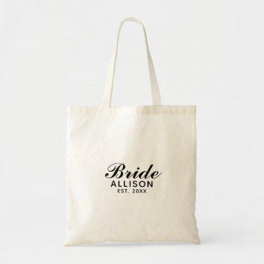 Modern Bride Script Established Personalized Tote Bag