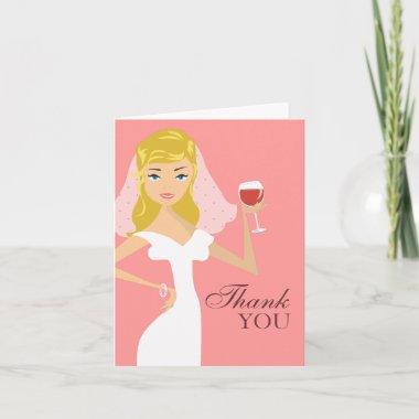 Modern Bride Wine Theme Thank You Invitations | Pink