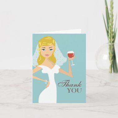 Modern Bride Wine Theme Thank You Invitations | Teal