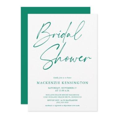 Modern Bright Emerald Green Bridal Shower Invitations