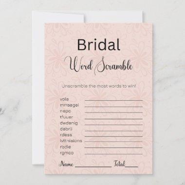Modern Brown Floral Bridal Word Scramble Game Invitations