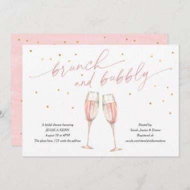 Modern brunch and bubbly, champagne bridal shower Invitations