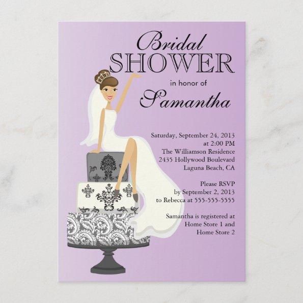 Modern Brunette  Bride Bridal Shower Invitations