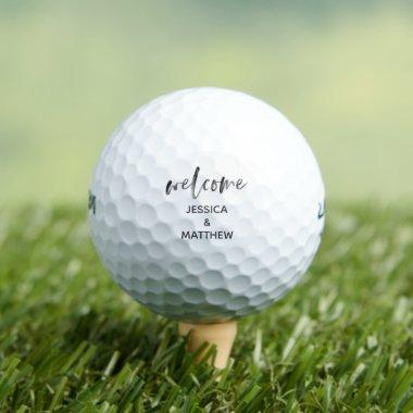 Modern Brush Calligraphy Welcome Golf Wedding Golf Balls