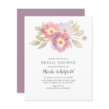 Modern Budget  Pastel Floral Invite