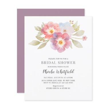 Modern Budget Bridal Shower Pastel Floral Invite