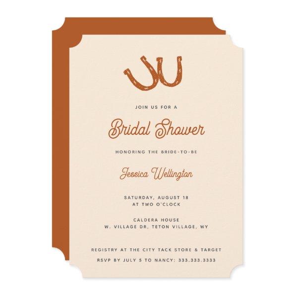 Modern Burnt Orange Cowgirl Cowboy Bridal Shower Invitations