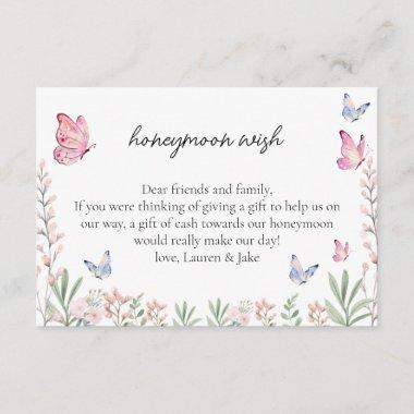 Modern Butterflies Bridal Shower Honeymoon Wish Enclosure Invitations