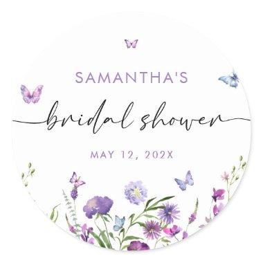 Modern Butterflies Bridal Shower Welcome Sign Classic Round Sticker