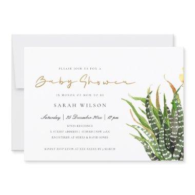 MODERN CACTUS FLORAL GARDEN WATERCOLOR BABY SHOWER