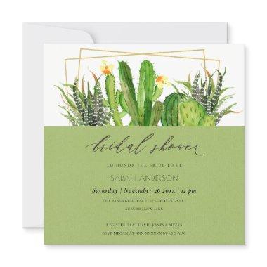 MODERN CACTUS GARDEN WATERCOLOR BRIDAL SHOWER Invitations