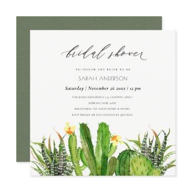 MODERN CACTUS GARDEN WATERCOLOR BRIDAL SHOWER Invitations