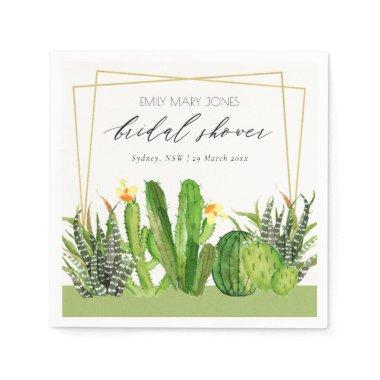 MODERN CACTUS GARDEN WATERCOLOR BRIDAL SHOWER NAPKINS