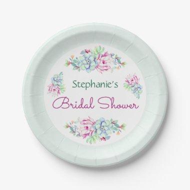 Modern Cactus Succulents Watercolor  Paper Plates
