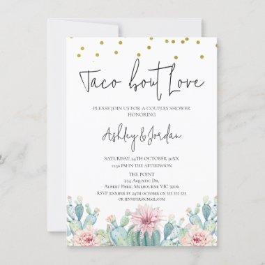Modern Cactus Taco 'bout Love Couples Shower Invitations