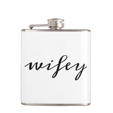 Modern Calligraphy Black Wifey Script Hip Flask