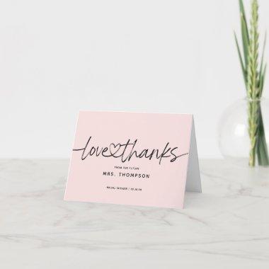Modern Calligraphy Bridal Shower Blush Pink Folded Thank You Invitations