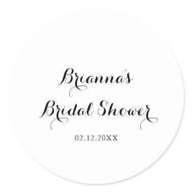 Modern Calligraphy Bridal Shower Favor Classic Round Sticker