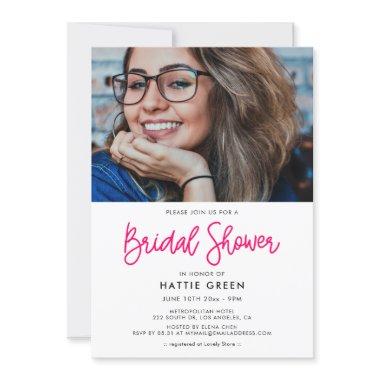 Modern calligraphy bridal shower photo Invitations