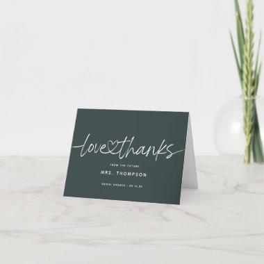 Modern Calligraphy Bridal Shower Pine Green Thank You Invitations