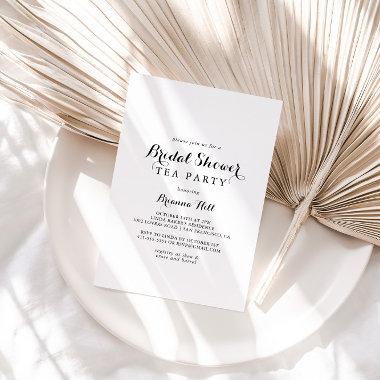 Modern Calligraphy Bridal Shower Tea Party Invitations